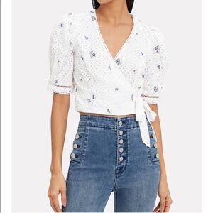 Saylor Angelina white eyelet crop top Size S